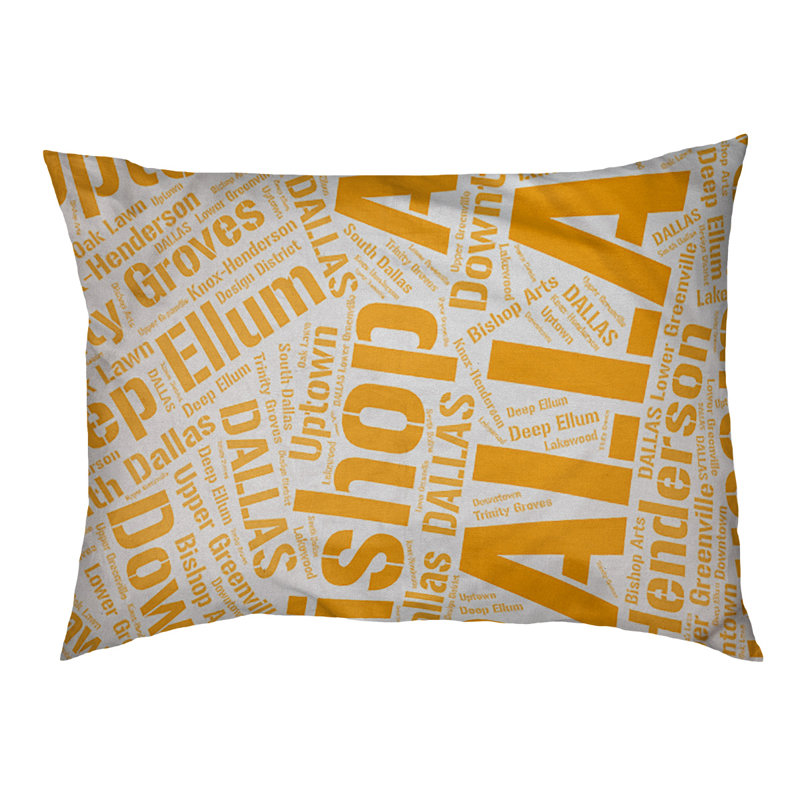 Coussin de chien « districts », Moyen (H 9,5 po x l 28 po x P 18 po), Orange, Dallas