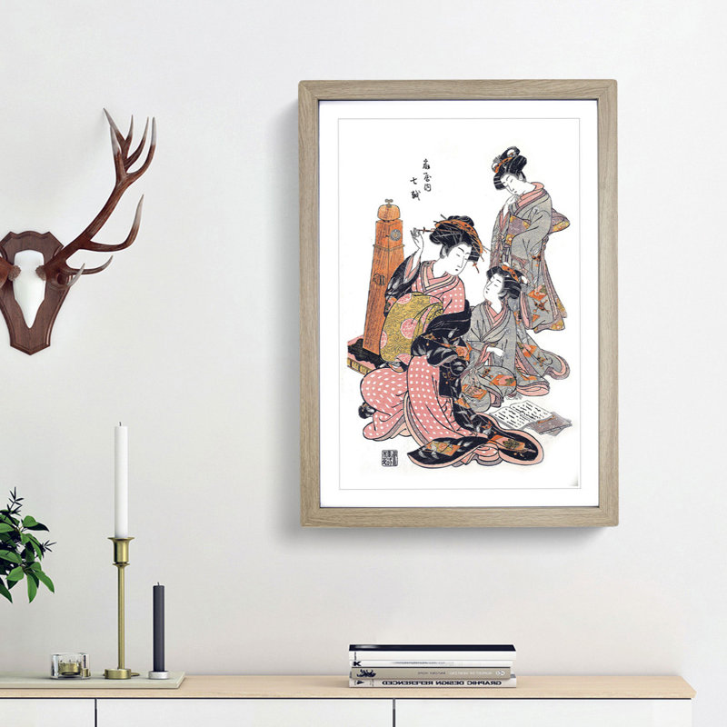 Courtesan Nanakoshi by Isoda Koryusai - Picture Frame Painting Print, Oak Framed, 48cm H x 36cm W x 2cm D