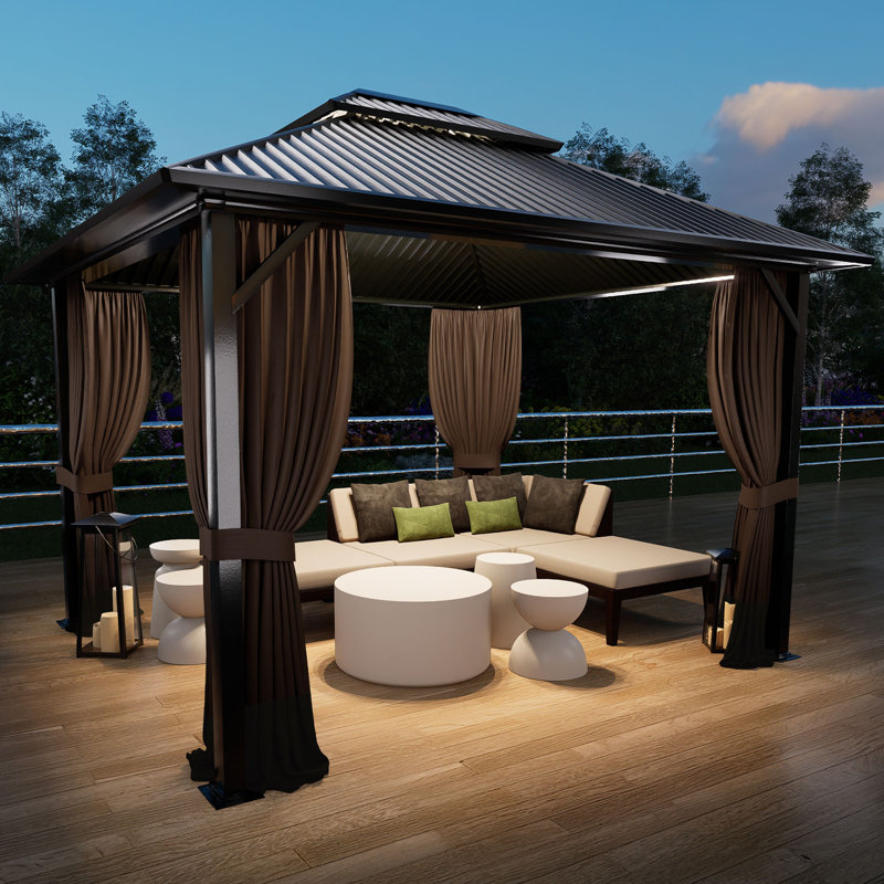 Aoodor Polyester Side Wall for Gazebo, 82.7" H x 120" W x 120" D, Brown/Coffee