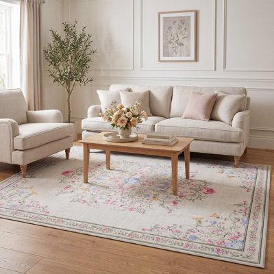 Laura Ashley Washable Printed Velvet Rug