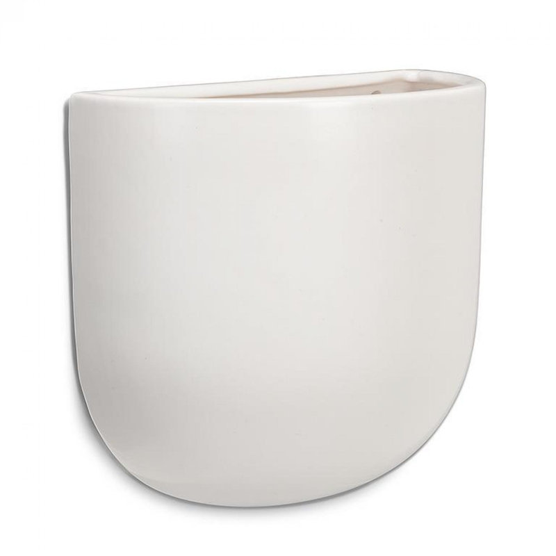 Pot de fleurs mural demi-cercle, H 7 po x l 7,5 po x P 4 po, Blanc