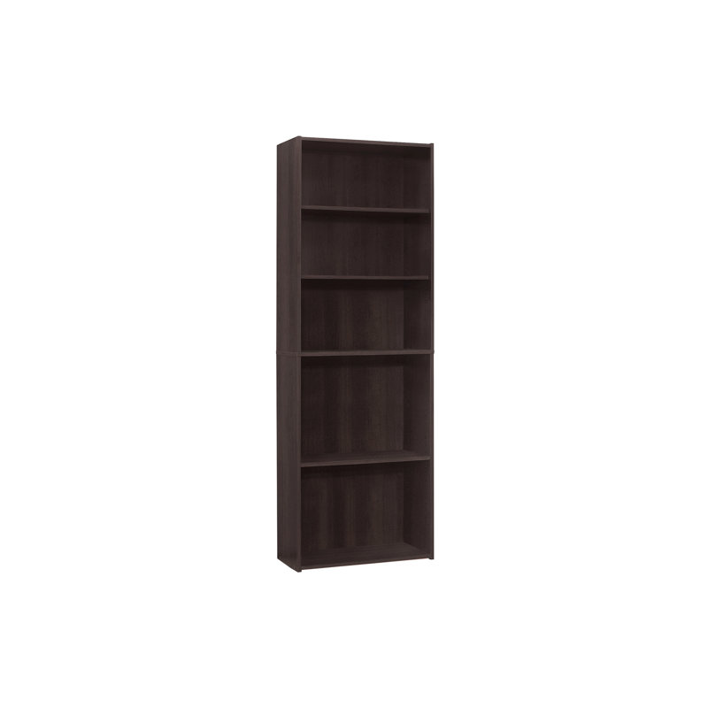 Bibliothèque, bibliothèque, 6 niveaux, H 72 po, bureau, chambre à coucher, stratifié, blanc, transitionnel, Espresso