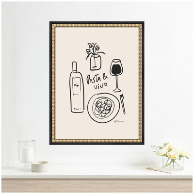Pasta and Vino by Gabrielly Guedes Framed Wall Art Print