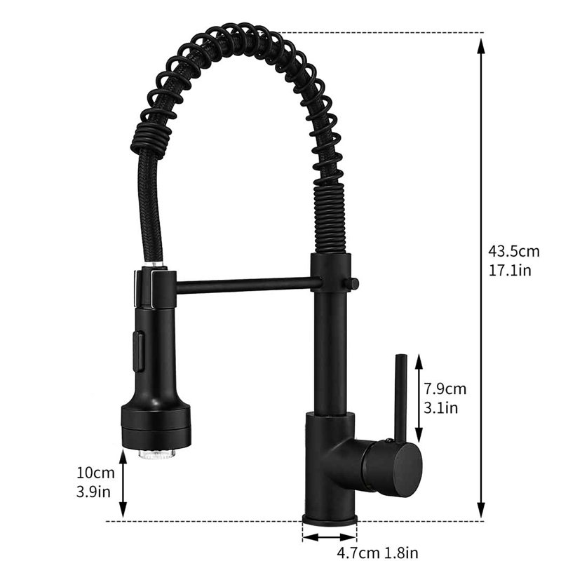 Robinet de cuisine avec poignée rétractable et à DEL, poignée simple, noir, évier à DEL pivotant à 360 degrés, revêtement rouille