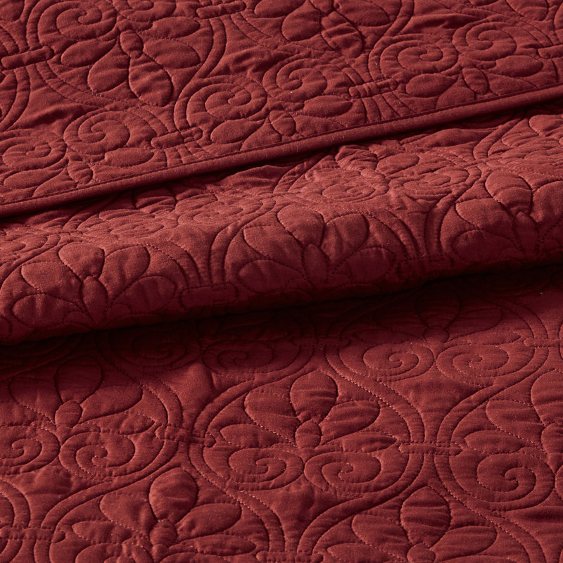 Couvre-lit réversible très grand rouge - mélange de coton, garniture classique à 2 taies décoratives pour une literie hygiénique propre et fraîche