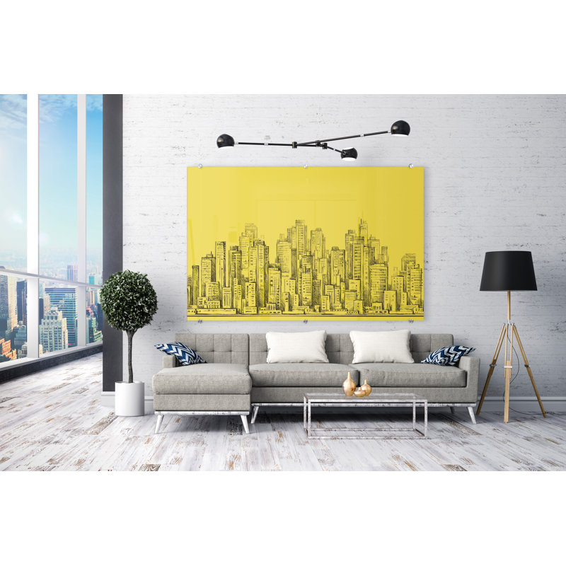 Tableau effaçable mural en verre Visionary, H 47,24 po x L 94,49 po, Jaune