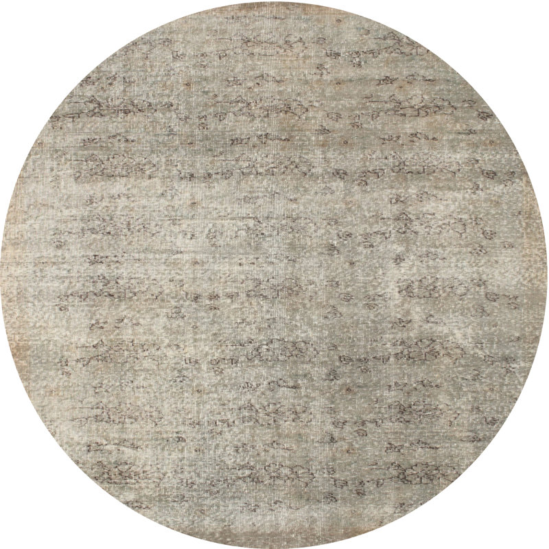 Tapis contemporain gris clair / brun, Rond 5 pi