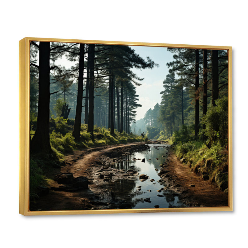 " Enchanted Pine Tree Forest ", Gold, 24" H x 32" W x 1" D