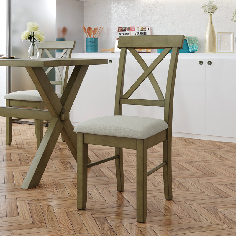 Chaises de salle à manger à dossier en X 2 pièces Farmhouse, Vert