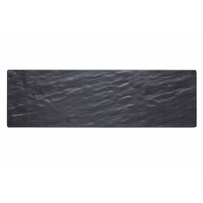 "We Love Summer" Rectangular Melamine Wood-Effect Food Serving Platter, Black