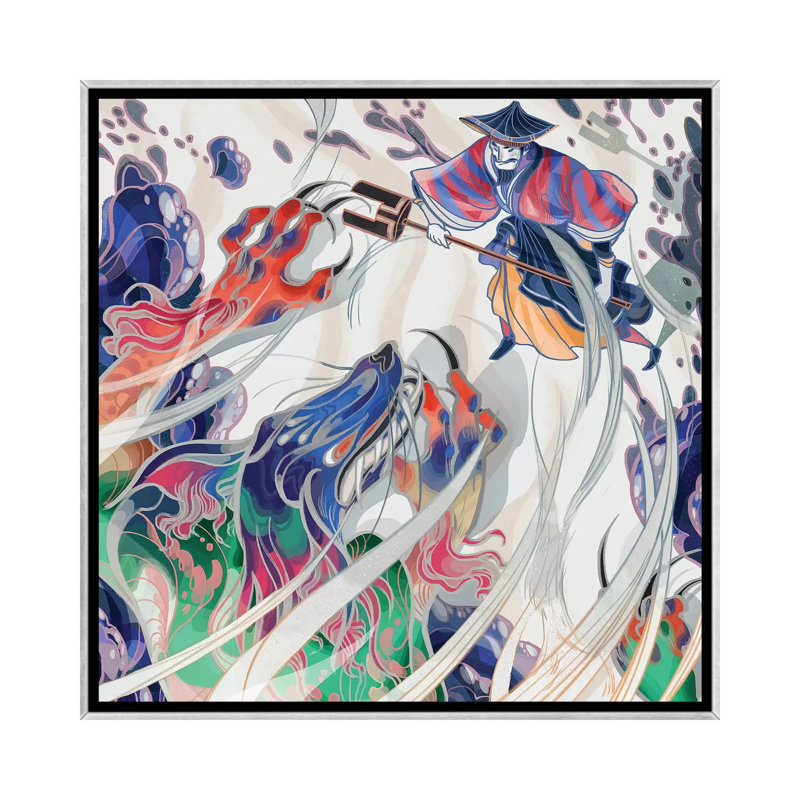 " Water Beast " by Sija Hong, No Mat, 26" H x 26" W x 1.5" D, Silver Framed Canvas