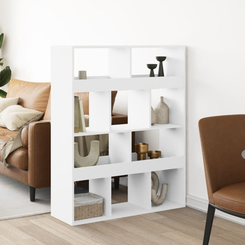 Angelinne 100cm W Bookcase, 125.5cm H x 100cm W x 33cm D, White