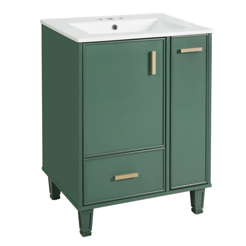 Meuble-lavabo simple 24 po avec comptoir en céramique 24 po, Vert