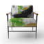Vert et noir géométrique Enchantment I - Chaise rembourrée moderne avec accoudoirs en marbre-2078479412