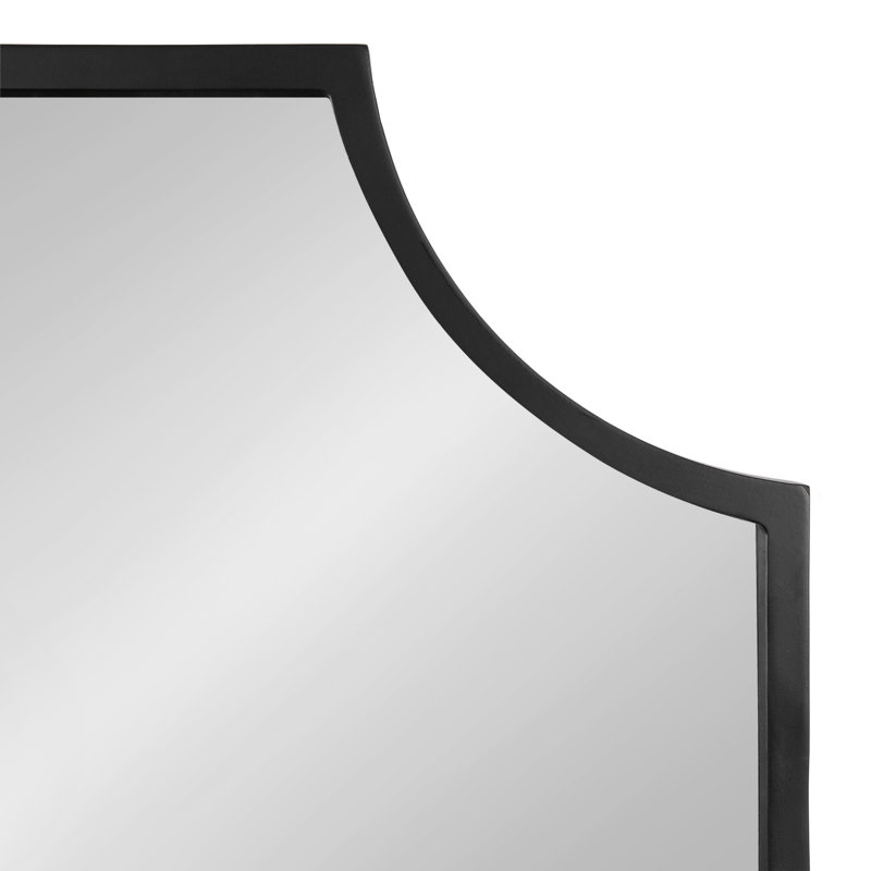 Miroir mural festonné en bois Travis pour utilisation comme miroir de meuble-lavabo, Noir