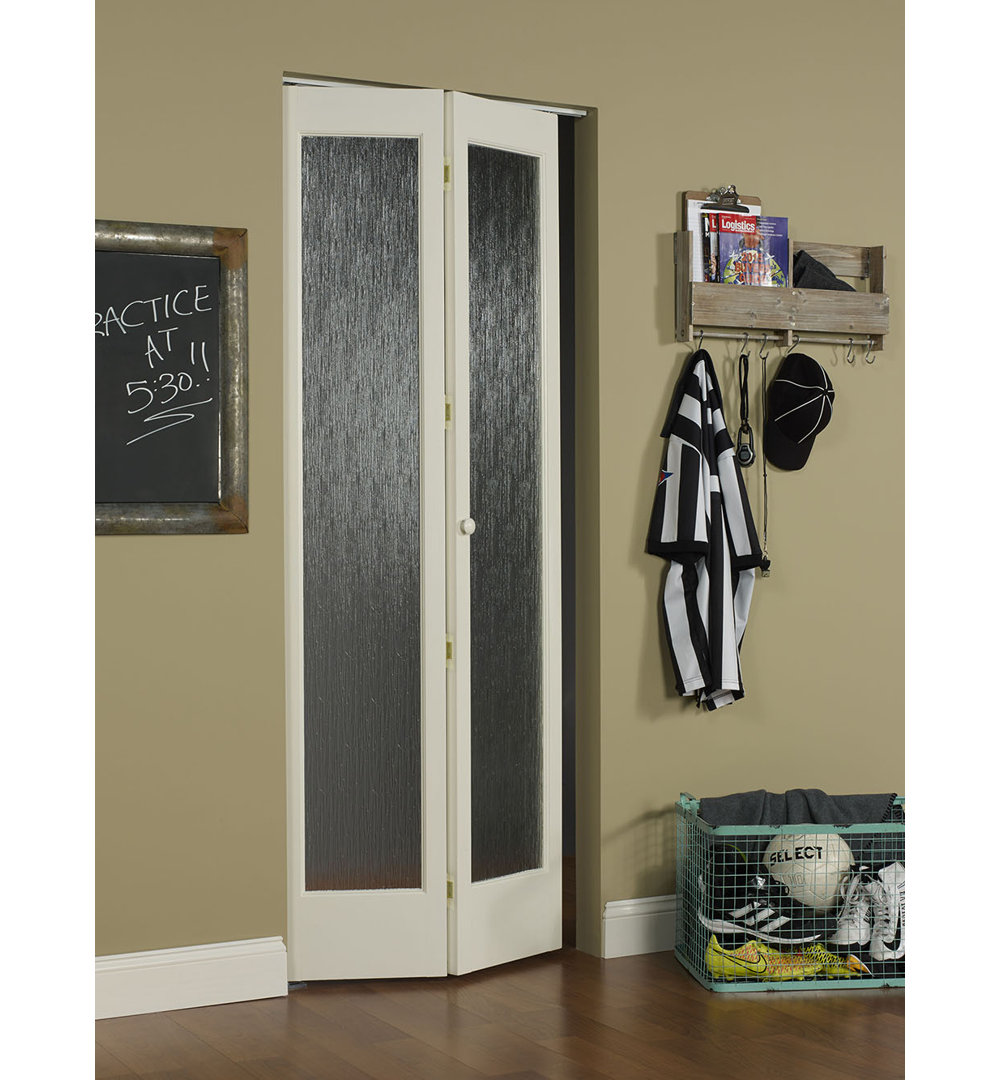 Pinecroft Rain Full Glass Wood Unfinished Bi-Fold Door LTL Home Products 