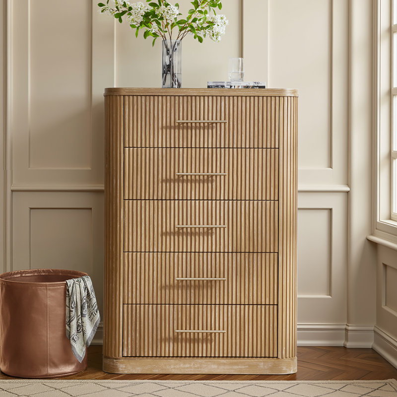 Commode à 5 tiroirs Graciana, Naturel