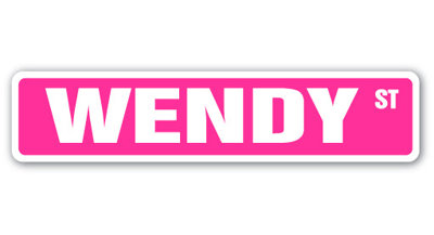 Wendy Street Sign Heavy Duty Plastic 4" X 18"