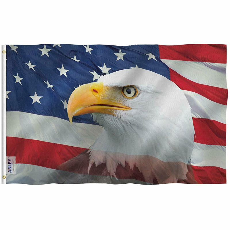 Patriotic Bald Eagle 3x5 Feet Polyester House Flag with Brass Grommets