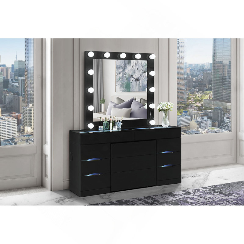  Ensemble de coiffeuse avec tabouret, Noir