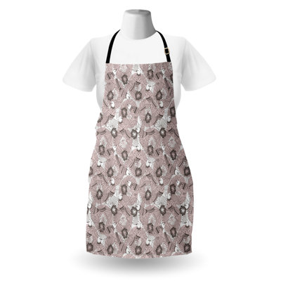 Bungalow Rose Birds Apron Unisex Animals Flowers Outline Soft Adult Size Dark Warm Taupe and Taupe