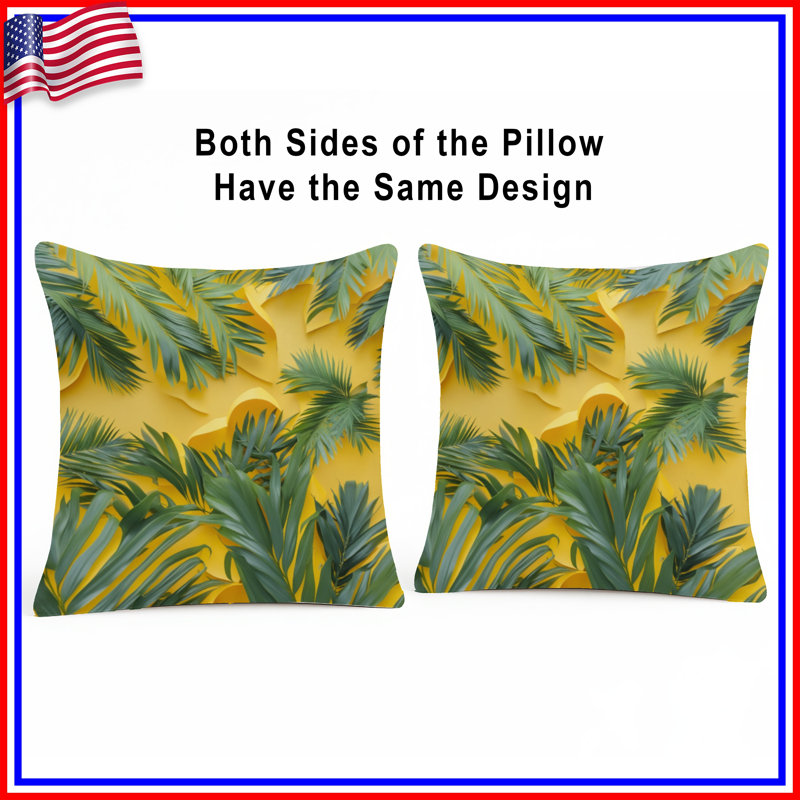 Coussins verts Green Palm Leaves, 16 po x 16 po