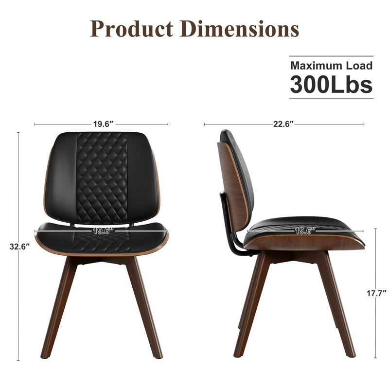 Faux Leather Upholstered  Side Chair, Black