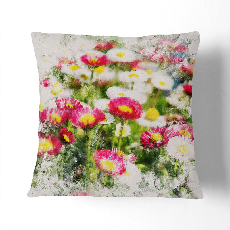 Pretty Watercolour Floral Scatter Cushion, 40cm H x 40cm W x 15cm D