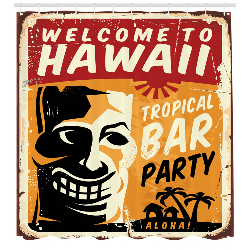 Ensemble de rideau de douche tiki bar et crochets, H 70 po x l 69 po