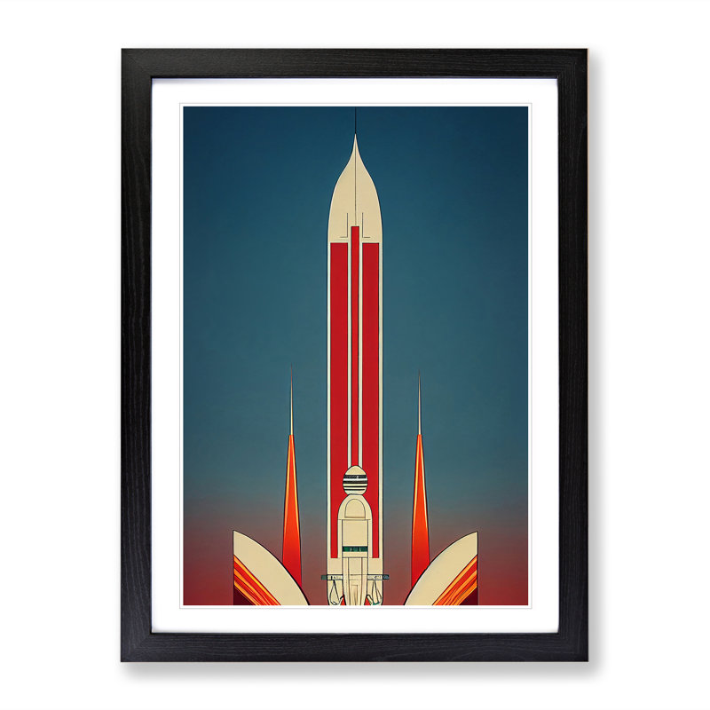 An Exciting Spaceship Rocket - Single Picture Frame Print, 64cm H x 46cm W x 2cm D, Black 