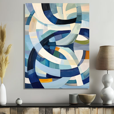 «Cubist Blue Reality II», art mural géométrique en métal, impression moderne sur métal