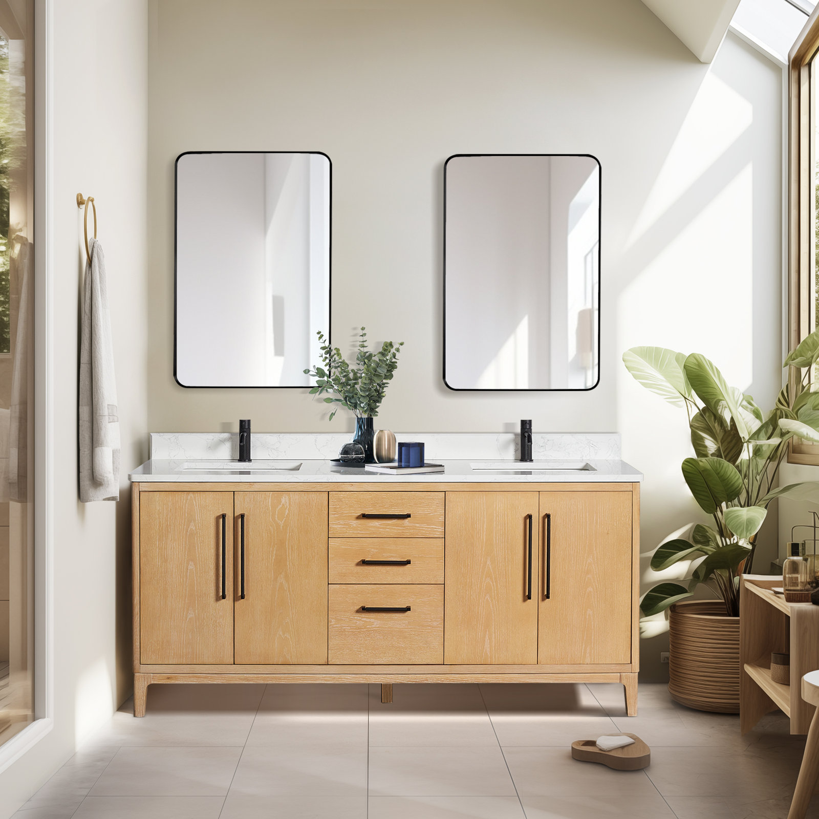 Langosta 72" Double Bathroom Vanity, Washed Ash Gray