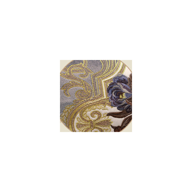 Coussin Flower, Gris / bleu / doré, polyester