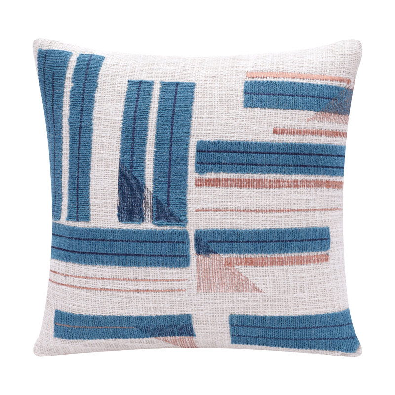 Coussin en coton Malachy, Bleu, Polyester