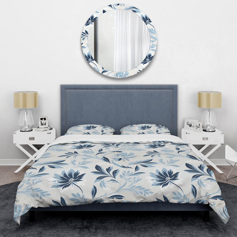 Serene Monotones - Ensemble de housse de couette à motif floral - Microfibre de polyester