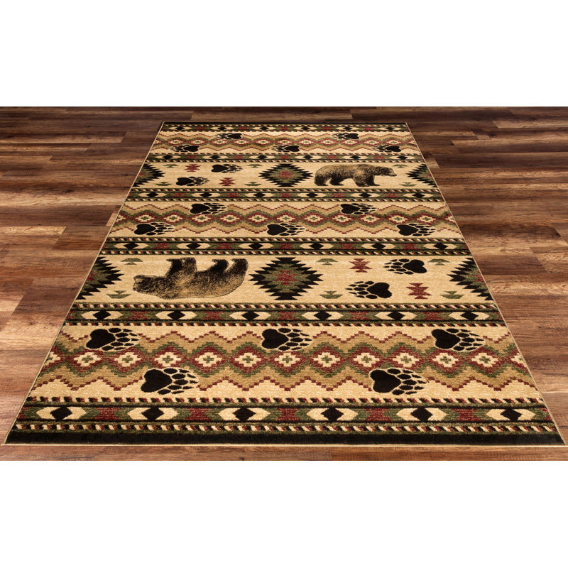 Tapis beige tissé à la machine Anzalone, Rectangle 2 pi 2 po x 3 pi