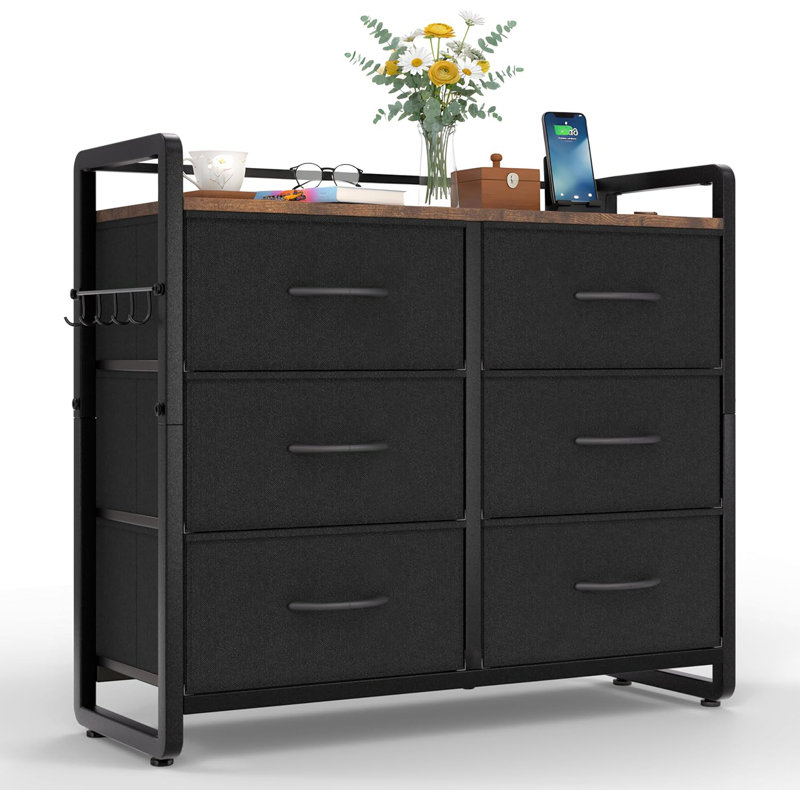 6 Drawer Storage Drawer, Black