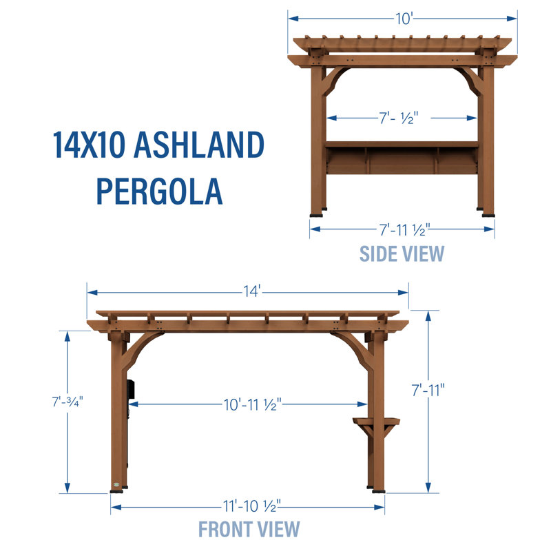 Ashland Cedar Wood Pergola with Serving Bar and PowerPort