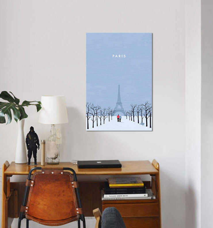 « paris », impression sur toile, H 60 po x l 40po x P 1,5 po, Pas de tapis, Toile tendue