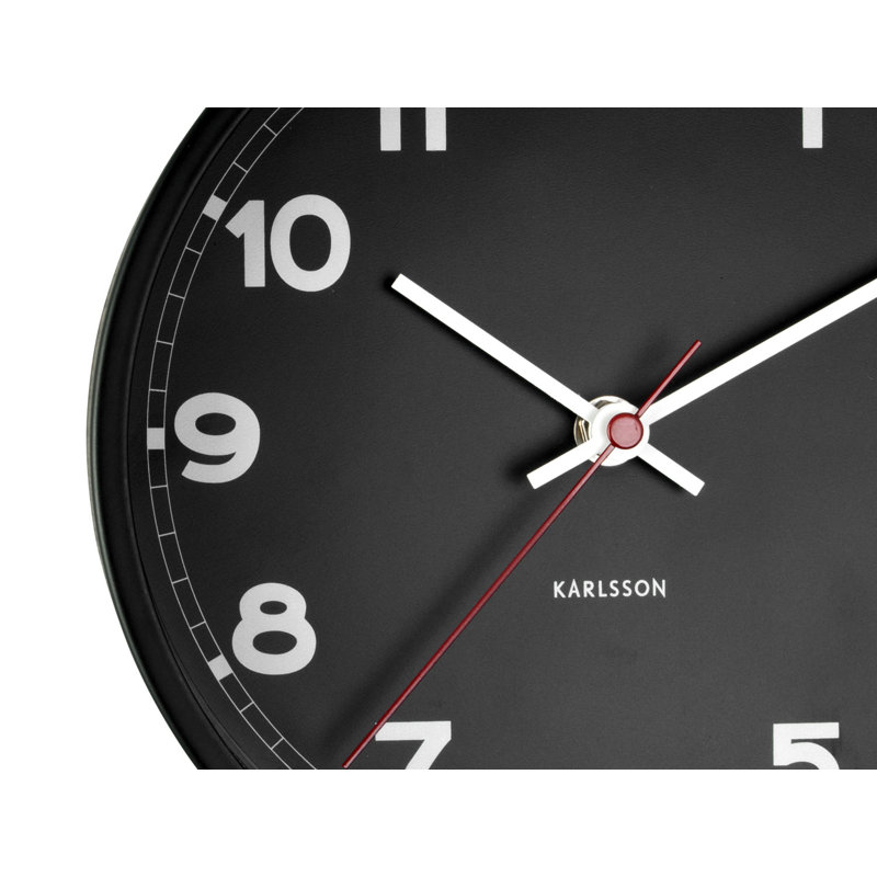 Metal Wall Clock, Black, 4cm H x 25cm W x 20cm D