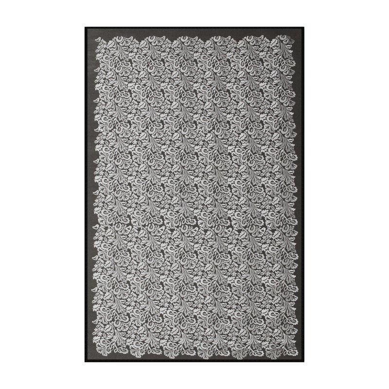 Tapis gris/zone noire contemporaine, Rectangle 5 pi x 7 pi