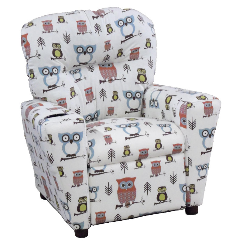 Fauteuil inclinable rembourré Seville, Animal 2, Bleu / gris / blanc / jaune