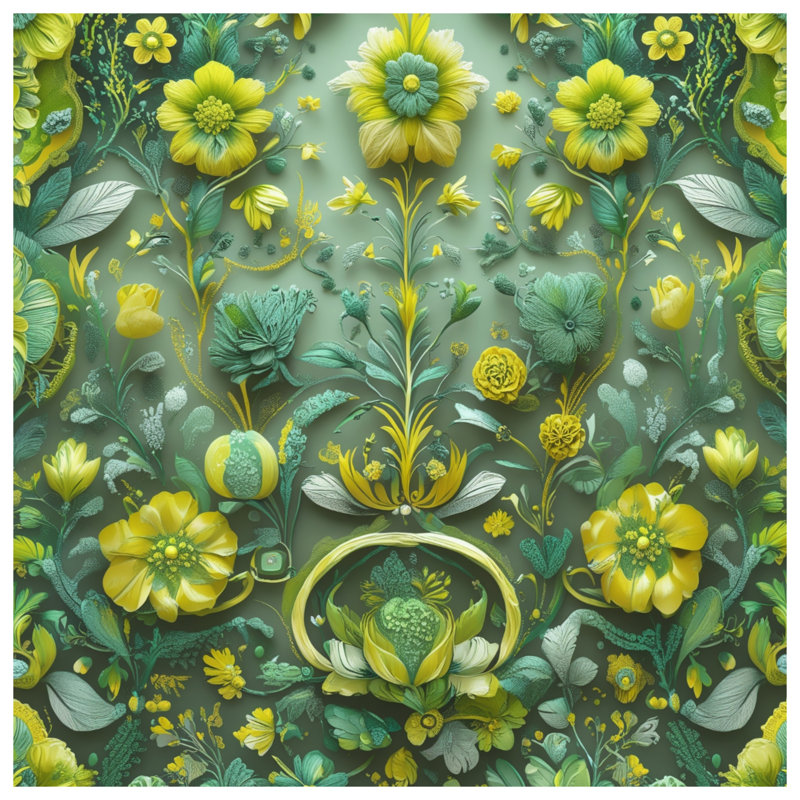 Tapisserie murale à motif floral complexe - décoration murale fleurs, 50in H x60in W with 4 Grommets