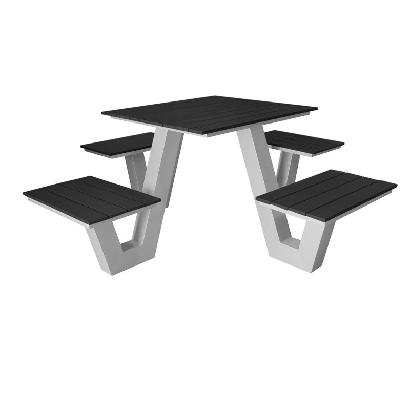 Vienna 4 - Person Patio Dining Set with Square Table, Black