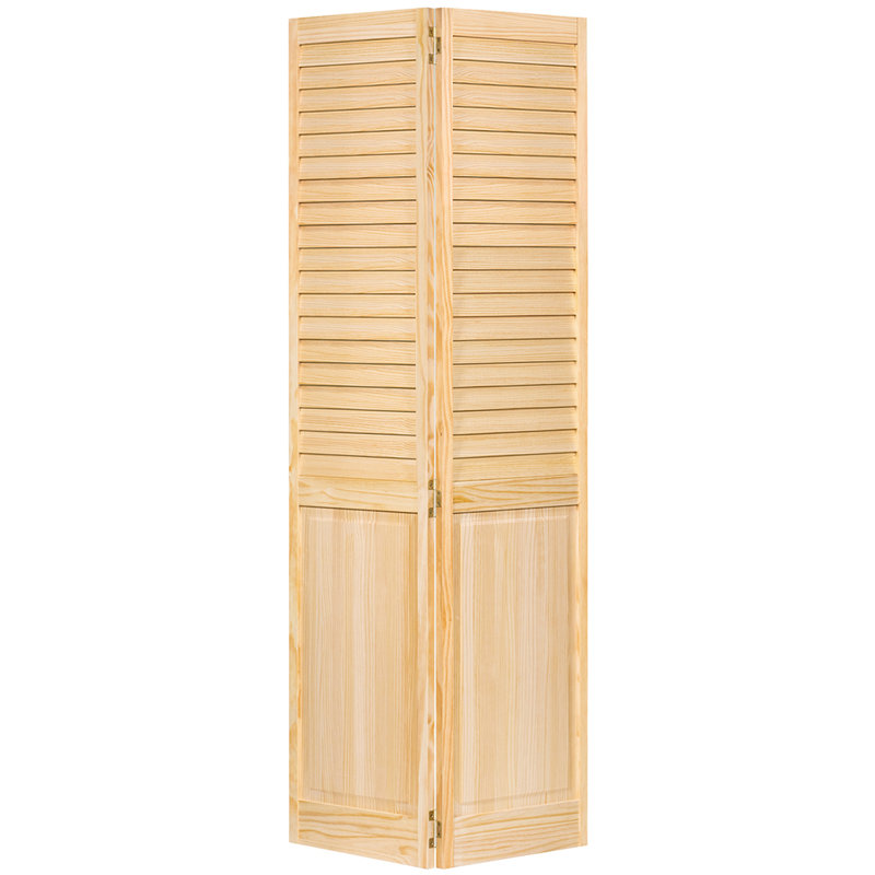 Porte pliante en demi-panneau à persiennes en bois non fini Plantation, 36 po x 80 po