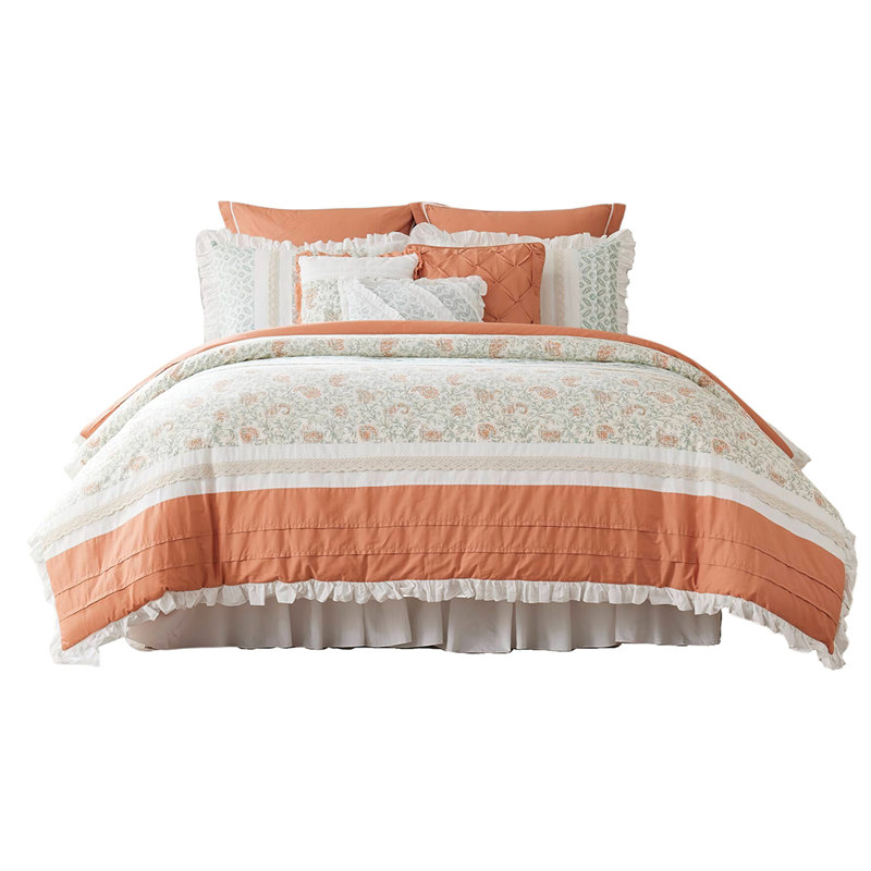 Coral Cotton Percale Bedding Set