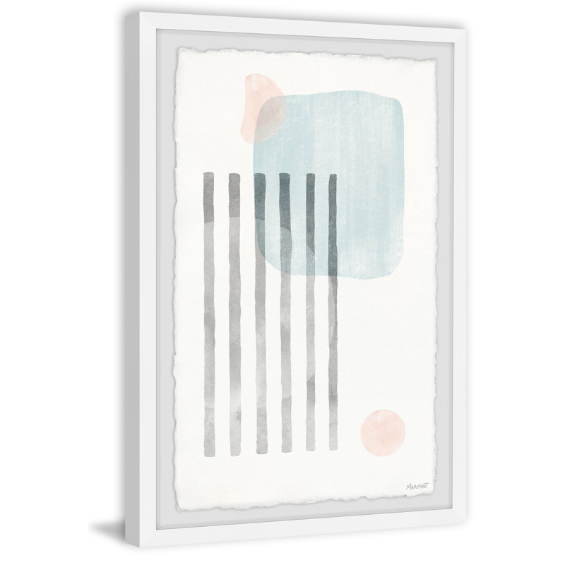 Horizontal Grey Lines - Single Picture Frame Painting, 45cm H x 38cm W x 3.81cm D