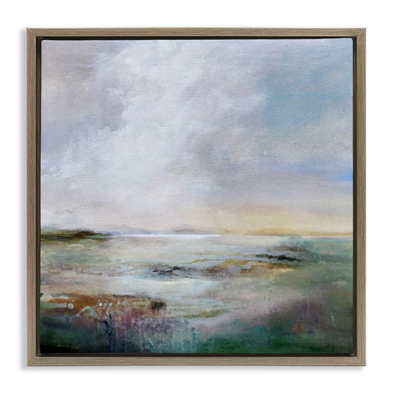 Toile flottante abstraite encadrée par Karen Hale, Cadre flottant orme Montalcino, H 25 po x l 25 po