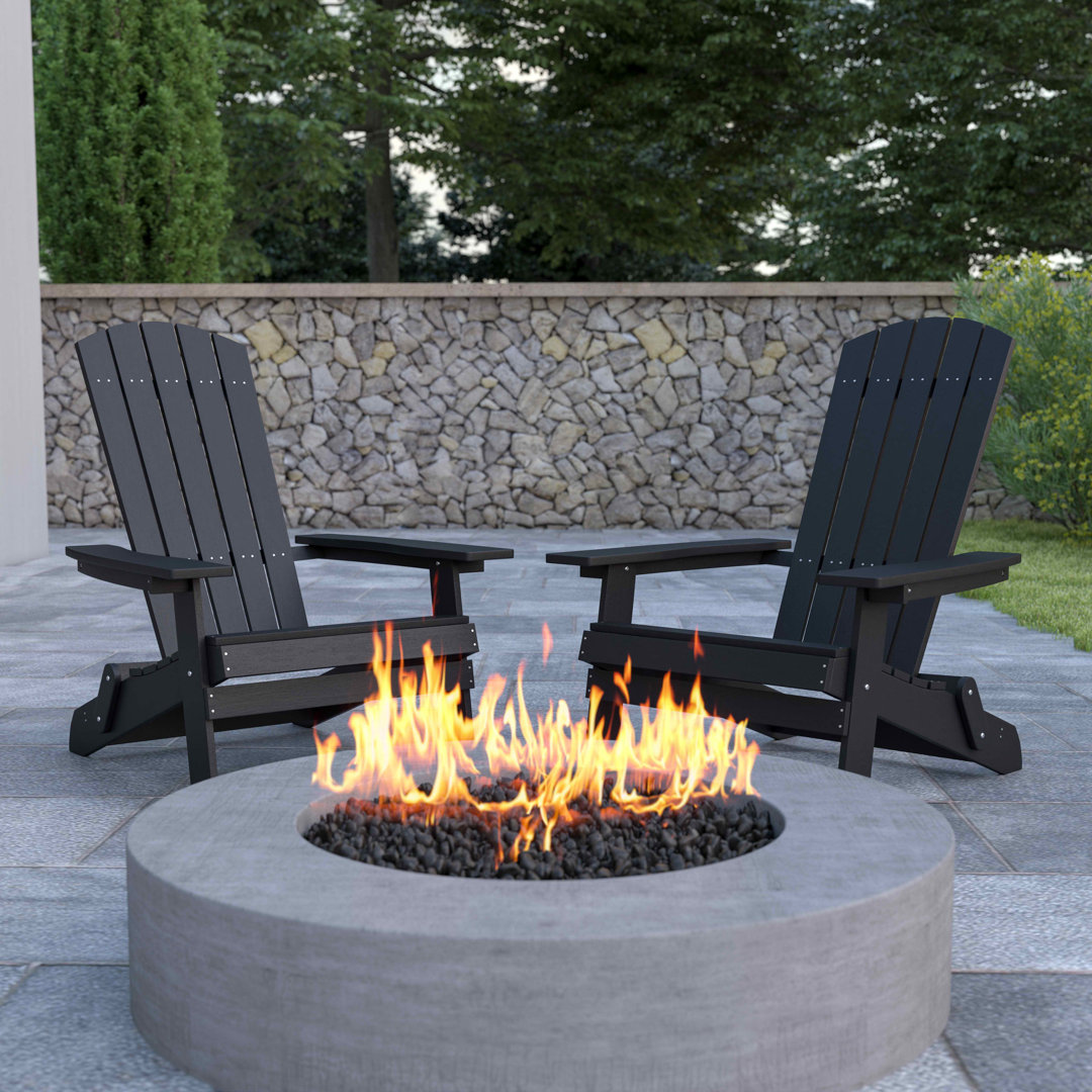 Balasi Poly Resin Folding Adirondack Chair-Indoor/Outdoor Patio Chair (Set of 2) Rosecliff Heights 