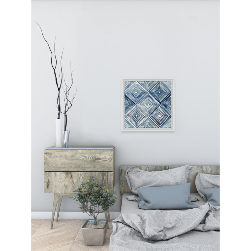Motif géométrique losange - peinture encadrée, H 24 po x l 24 po x P 1,5 po